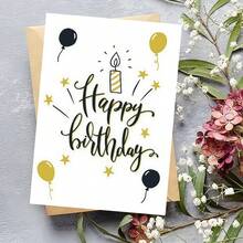 1张精美生日贺卡，附赠随机颜色信封 - 男女通用生日快乐贺卡 - 快樂賀卡白金 - 查看 5