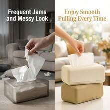 1pc Solid Color Luxury Spring-Loaded Tissue Box, Minimalist Desk Napkin Holder Multi-Function Storage Box For Home - Multicolor - View 3