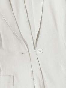 Traje de moda con blazer azul claro de solapa entallada + shorts con cinturón para mujer - Blanco - Ver 4