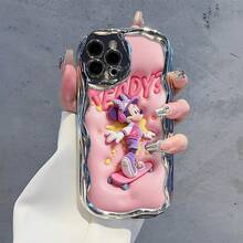 Disney Minnie Mouse Phone Case, Cartoon Art Protective Cover. Compatible With IPhone 17, 16, 15, 14, 13, 12, 11 Pro Series, Featuring Plush Minnie Mouse In A Sporty Outfit With Headphones And A Checkered Bow Riding A Skateboard Against A Pink Background With "READY?" Letter Print, Perfect For Animation Fans, Ideal For Birthdays, Holidays, Anniversaries, Graduation Gifts, Or Any Special Occasion To Surprise Family, Friends, Classmates, And Loved Ones. - Bạc - Xem 1