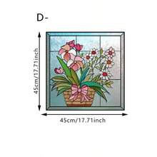 1/6 miếng phim dán cửa sổ kính màu cổ điển, họa tiết hoa mẫu đơn trang nhã, mờ, trang trí, không dính, có thể tái sử dụng, dùng cho cửa kính trượt phòng tắm, phòng khách. - màng mờ họa tiết hoa - Xem 17
