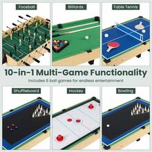 GOFLAME Multi-Game Table Set With Space-Saving Stackable Design For Family & Adult Foosball Air Hockey Pool Ping Pong Shuffleboard Bowling Chess Backgammon Game Table - Khaki - View 5