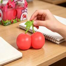 Gran juguete de estrés en forma de cereza, pelota de estrés elástica y estirada, lindo juguete de estrés en forma de cereza mochi, gran juguete de estrés con forma de alimento, juguete de alivio de estrés gigante para adultos, lindo regalo sensorial con forma de fruta, juguete de dedo para aliviar la ansiedad - grande - Ver 12