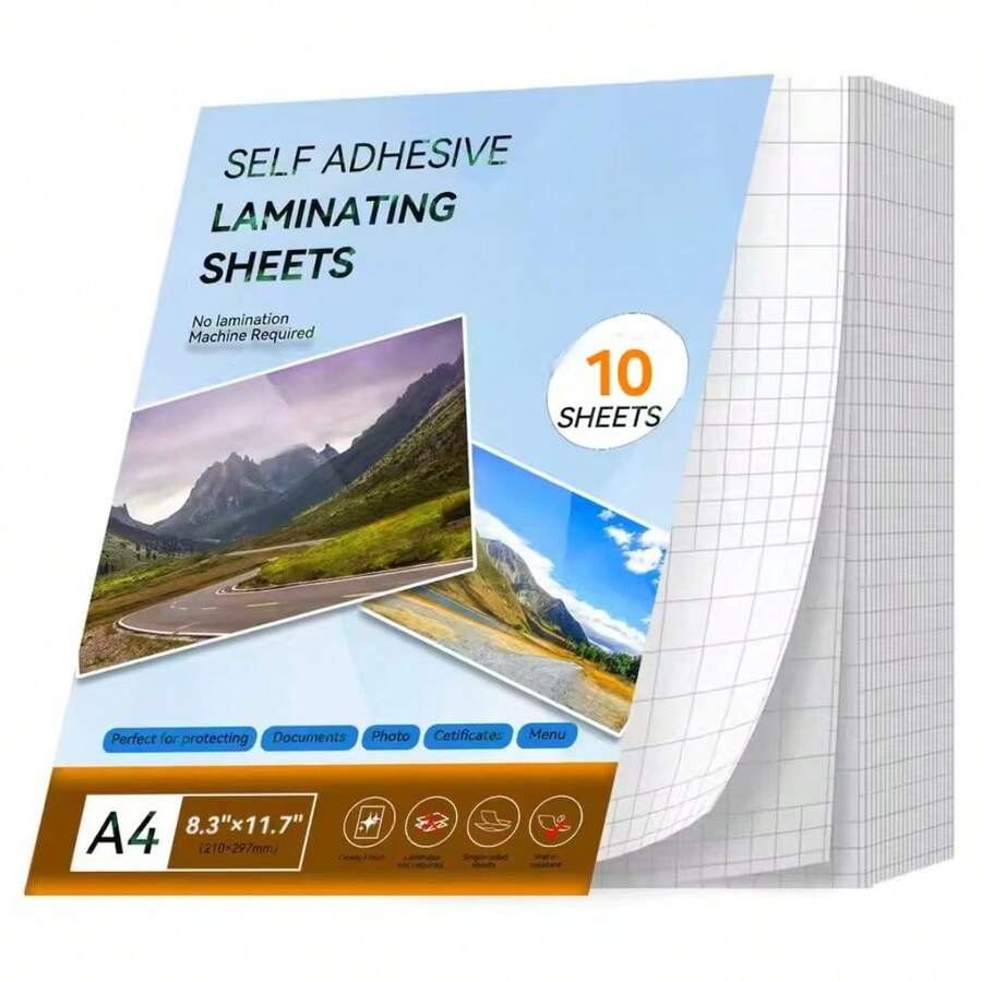 A4(8.3x11.7英寸)透明自粘覆膜纸 10片装,防水,无需机器 - 透明10張 - 查看 1