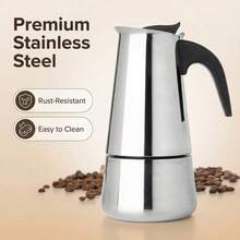 Stainless Steel Coffee Pot, Portable 2/4/6/9 Cup Electric Moka Pot, European Style Espresso Maker - 300-600ML - View 5