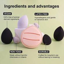 Aspira 15 Pcs Makeup Sponge Puff Set - Includes Rubycell Sponge, Large Finger Puffs - Powder, Soft Reusable (Black) - 黑色的 - 查看 5