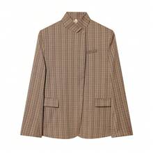 TF.MLN Chaqueta casual a cuadros para mujer, primavera/otoño - Caqui - Ver 7