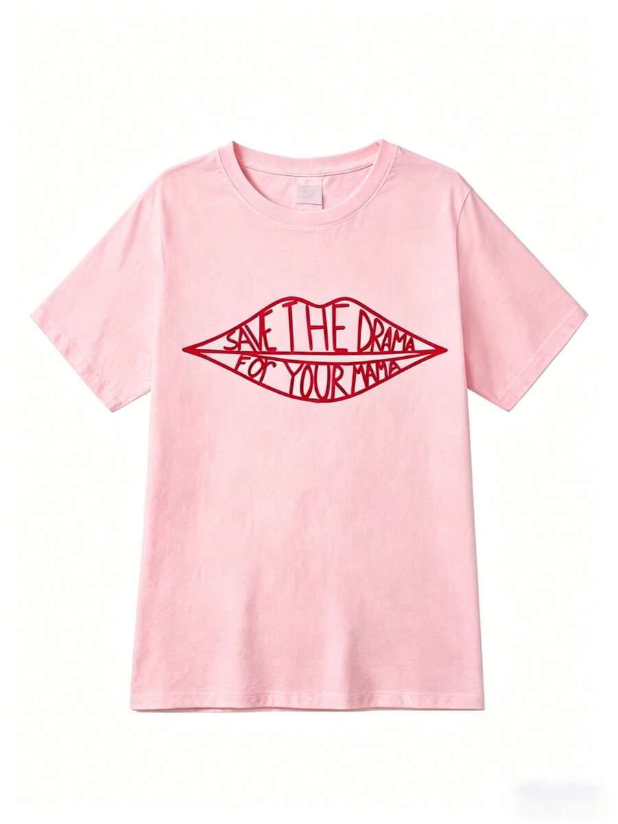 Women's Friends TV Show Rachel "Save The Drama" Graphic Tee - Casual Short Sleeve Crew Neck T-Shirt, Loose Fit Summer Top, Plus Size, Y2K Vintage Aesthetic - Hồng - Xem 1