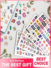 Random Designs; 800 Pieces (16 Sheets) Of Vintage English Letter Stickers; Magazine-Style Cutout Lettering; Suitable For Journaling, Gift Decoration, Scrapbooking, And Water Bottles (Back-To-School Essential); Available In Sets Of 1, 4, Or 8 Sheets. - A - View 8