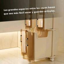 Mobile da bagno stretto in plastica a due livelli, autoportante con ruote, che include un porta rotolo di carta igienica e cassetti salvaspazio. - Bianco - 2 livelli - Visualizzare 4