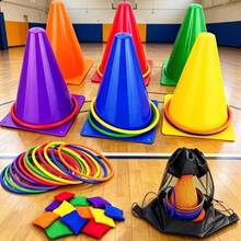 31pcs/29pcs Juego de Lanzamiento de Aros al Aire Libre, Equipo de Entrenamiento de Integración Sensorial, Juego Multijugador para Fiestas Festivas - Multicolor - Ver 3