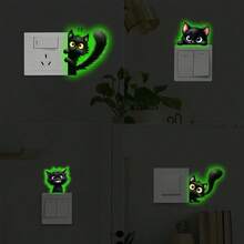 1/4 piezas Pegatinas luminosas de gato lindo que brillan en la oscuridad, calcomanías autoadhesivas luminosas, guía de iluminación suave para dormitorio, sala de estar, cocina, baño, entrada, brilla automáticamente en la oscuridad por la noche, autoadhesivo y removible, calcomanías para bicicleta - Dibujos animados - Ver 7