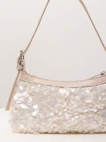 Sequin Shoulder Bag, Elegant Ladies Handbag, Suitable For Evening, Party, Graduation, Wedding, Women's Gift - Beige - View 4