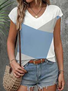Camiseta sin mangas de cuello en V para mujer, con estampado de efecto vaquero, diseño de bolsillo falso, top casual de verano para exteriores, gráfico elegante, versátil para uso diario, al aire libre, compras, viajes - Multicolor 3 - Ver 1