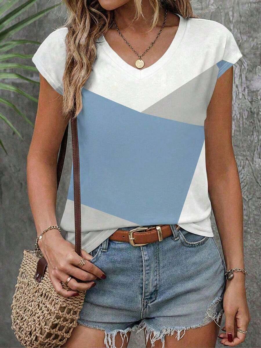 Camiseta sin mangas de cuello en V para mujer, con estampado de efecto vaquero, diseño de bolsillo falso, top casual de verano para exteriores, gráfico elegante, versátil para uso diario, al aire libre, compras, viajes - Multicolor 3 - Ver 1