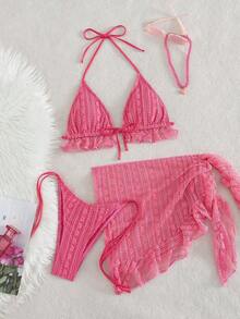 Swim Mod Set de 3 piezas de ropa de baño de verano para mujer - Rosado Sandía - Ver 8