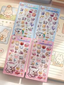 Cute 3D Cartoon Stickers, Transparent Embossed Creative Diary Stickers, Crystal Diamond Decorative Stickers, Christmas/Thanksgiving/Birthday Gifts For Children - Multicolor - View 7