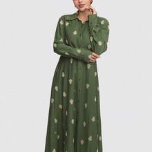 Women's Floral Print Long Sleeve Single-Breasted Casual Long Abaya Dress Modest - Morado - Ver 5