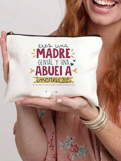 1pc "World's Best Grandma" Printed Cosmetic Bag, Travel Toiletry Bag, Women's Makeup Bag, Gift For Grandma, Travel Essential, Holiday/Vacation/Back To School Supplies Bag, Student Travel Bag, Women Travel Makeup Bag, Grateful Teacher's Gift
