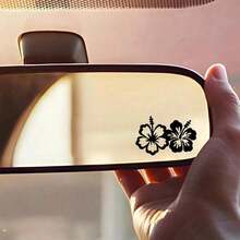 1pc Hibiscus Flower Car Rearview Mirror Sticker, Car Rearview Mirror Decal, Small Decal, Vinyl Car Sticker, Multiple Colors, Car Decor Accessory - A - View 8
