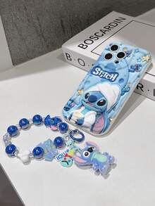 Disney Has Authorized, Phone Case - Chain Set, The Stitch Lilo & Stitch 3D Phone Case Plus A Silicone 3D Stitch Bracelet With Metallic Ring Removable Bracelet, Stitch And Angel Pattern, Compatible With Iphone17/16/15/14/13/12/11/XS/XR/X Plus Pro Max, A Stylish Cartoon Phone Case, The Perfect Gift Choice, Phone Protection, Durable Phone Cover, Great Gift For Friends And Family. - 白色 - 查看 5