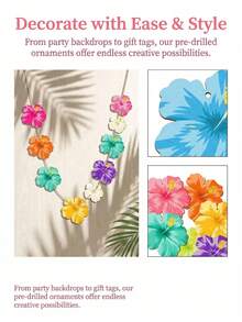 1/6/12pcs Spring Floral Wooden Hanging Decor, DIY Craft, Tropical Flowers, Hawaiian Flowers, Party Decoration, Wreath Decor, Pre-Drilled With Rope, Suitable For Wall, Window Decoration, Summer Party Supplies - Multicolor - View 12