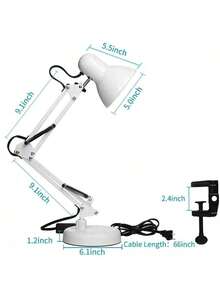 LED Desk Lamp, 3 Modes, Adjustable 360°, Fixed Base, Metal Clip - View 7