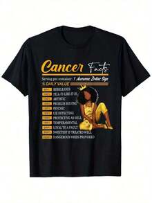 Highly Recommended. Fun Print T-Shirt Featuring Facts About Cancer, Zodiac Horoscope, Birthday, For Women And Men. Casual T-Shirts For Relaxing, Social Events, Or Outdoor Activities. Easy To Match. - 黑色 - 查看 1
