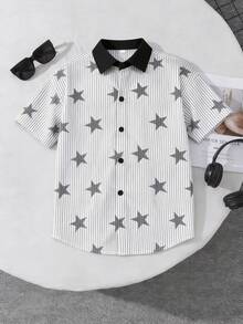 Boys' Simple Casual Short Sleeve T-Shirt With Star Pattern, New Comfortable Summer Children's Top - Multicolor - View 2