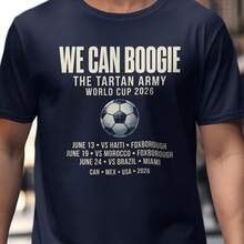 Camiseta de la Selección de Escocia para la Copa Mundial 2026, Camiseta de Fanático del Tartan Army, Camiseta de Fútbol "We Can Boogie", Regalo para el Día del Partido de EE. UU. 2026 - Blanco (solo estilos en blanco y negro) - Ver 1