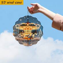 1个梦幻旋转木马，10英寸*10英寸，带旋转挂钩，360° DIY创意风车，适合作为圣诞节、万圣节和其他节日礼物，款式随机发送（不含吊坠） - 多色 - 查看 7
