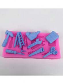 1pc Wrench Hammer Saw Screwdriver Hardware Tools Shaped Silicone Mold - Pink - View 1