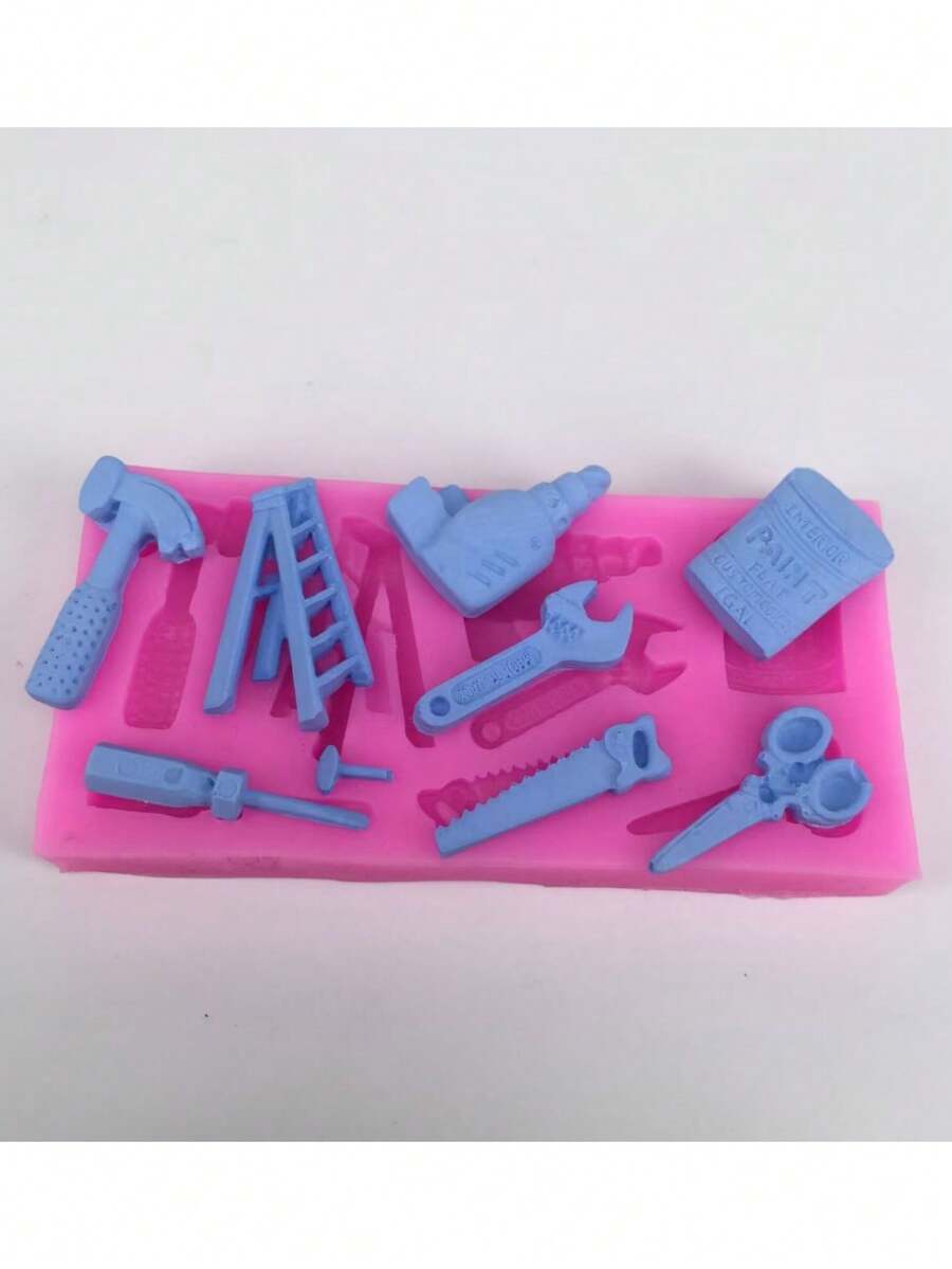 1pc Wrench Hammer Saw Screwdriver Hardware Tools Shaped Silicone Mold - Pink - View 1