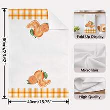 2pcs Kitchen Towels, Summer Striped Plaid Orange Print, 40*60cm Modern Style Rectangular Super Soft Fiber Kitchen Towels, Dish Cloths, Hand Towels, Kitchen Decor, Housewarming Gift, Suitable For Kitchen And Bathroom, Great For Housewives And Family Gatherings, High Cost-Performance, Household Essential - Orange - View 3