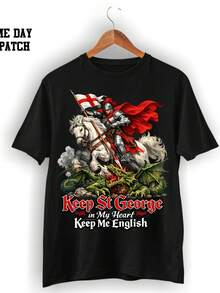 St George  T Shirt  Proud To Be English Shirt  Saint George Keep Me English - 黑色 - 查看 1