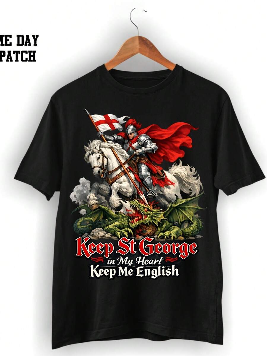 St George T Shirt Proud To Be English Shirt Saint George Keep Me English - 黑色 - 查看 1