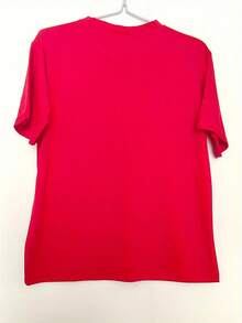 Plus Size, Women's Oversized T-Shirt - Korean Style And Heart Print, Short Sleeve, Round Neck, Breathable Summer Casual Blouse, 1XL-5XL (Machine Washable, Unisex Fit) - 鮮紅色 - 查看 2
