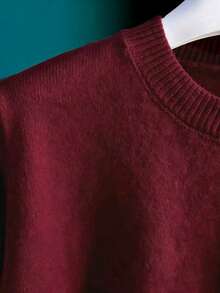 Men's Casual Versatile Solid Color Short Sleeve Knit Top, Suitable For Daily Wear And Commuting - Redwood - View 7