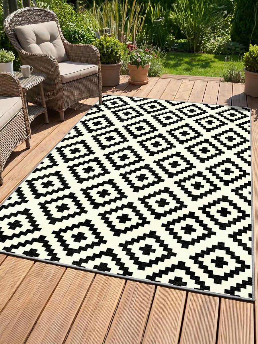 1pc 850gsm Crystal Velvet Area Rug, Non-Slip Indoor Outdoor Carpet, Soft Floor Mat For Garden, Courtyard, Porch, Doorway, Deck, Balcony, Backyard, Home Decor - B - View 1