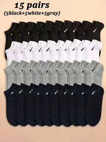 1/15/30 Pairs Men's Solid Color Boat Socks, Invisible Socks, Casual Breathable Socks, Suitable For Daily Wear, Office, Sports, Unisex, All Seasons - Multicolor - View 8