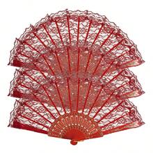 3Pcs D EXCEED Folding Hand Fan For Women Bulk Foldable Fan Chinese Decorative Handheld With Different Flower Patterns Fabric Clacking Fans For Line Dancing Wedding Church Party - Lace - View 17