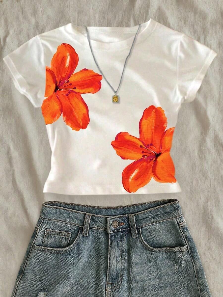 Camiseta corta de mujer de ajuste ceñido con estampado de lentejuelas y perlas de imitación, una prenda imprescindible para el verano, una camiseta de moda y con estilo, adecuada como regalo para hermanas, madres, Día de la Madre, una prenda casual - Blanco 4 - Ver 1