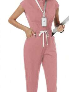 Mono de pijama verde fluorescente con bolsillos - Rosa - Ver 8