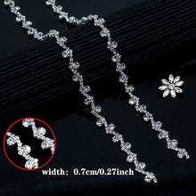 1pc 35.43 Inch Crystal Rhinestone Sewing Craft Chain, Elegant Minimalist Body Chain, Luxury Rhinestone Decor Chain, Claw Chain, Crystal Rhinestone Chain, Shiny DIY Decor, Clothing Decor Diamond Shoulder Strap Adjustable Crystal Shoulder Strap Accessory, Wedding Sewing Decor Accessory, Luxurious Rhinestone Strip, Sewing Supplies - Multicolor - View 18