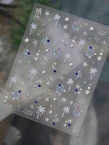 1片夏日海滩风美甲贴纸，可爱5D金属贝壳美甲饰品，美甲装饰，手工美甲贴纸，美甲贴片，适合女孩和女士，最佳美甲用品，美甲贴花，Y2K美甲 - 彩色 - 查看 8