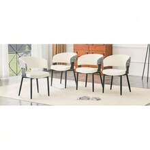 Mid-Century Modern Style Dining Chairs, Set Of 2, Retro Armchairs With Barrel-Shaped Armrests And Patterned Backrests, Faux Leather Kitchen Chairs With Sturdy Legs For Home And Restaurants - 黑與白 - 查看 6
