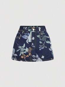 Women's Casual Versatile Daily Wear Denim Skort With Pockets - Lavado medio 2 - Ver 5