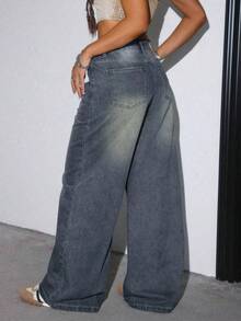 Jeans rectos y sueltos de mujer con bolsillos - Profunda nostalgia - Ver 2