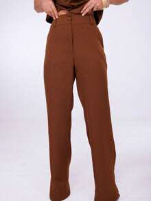 Wide-Leg Pants By Alntaria Risco Calca111114 - Rust Brown - View 2