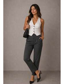Women's Tailored Dress Pants, Women's Twill, Bianca - 深灰色 - 查看 3